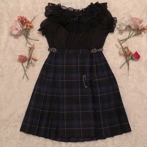 Lauren Ralph Lauren Green Plaid Pleated Skirt